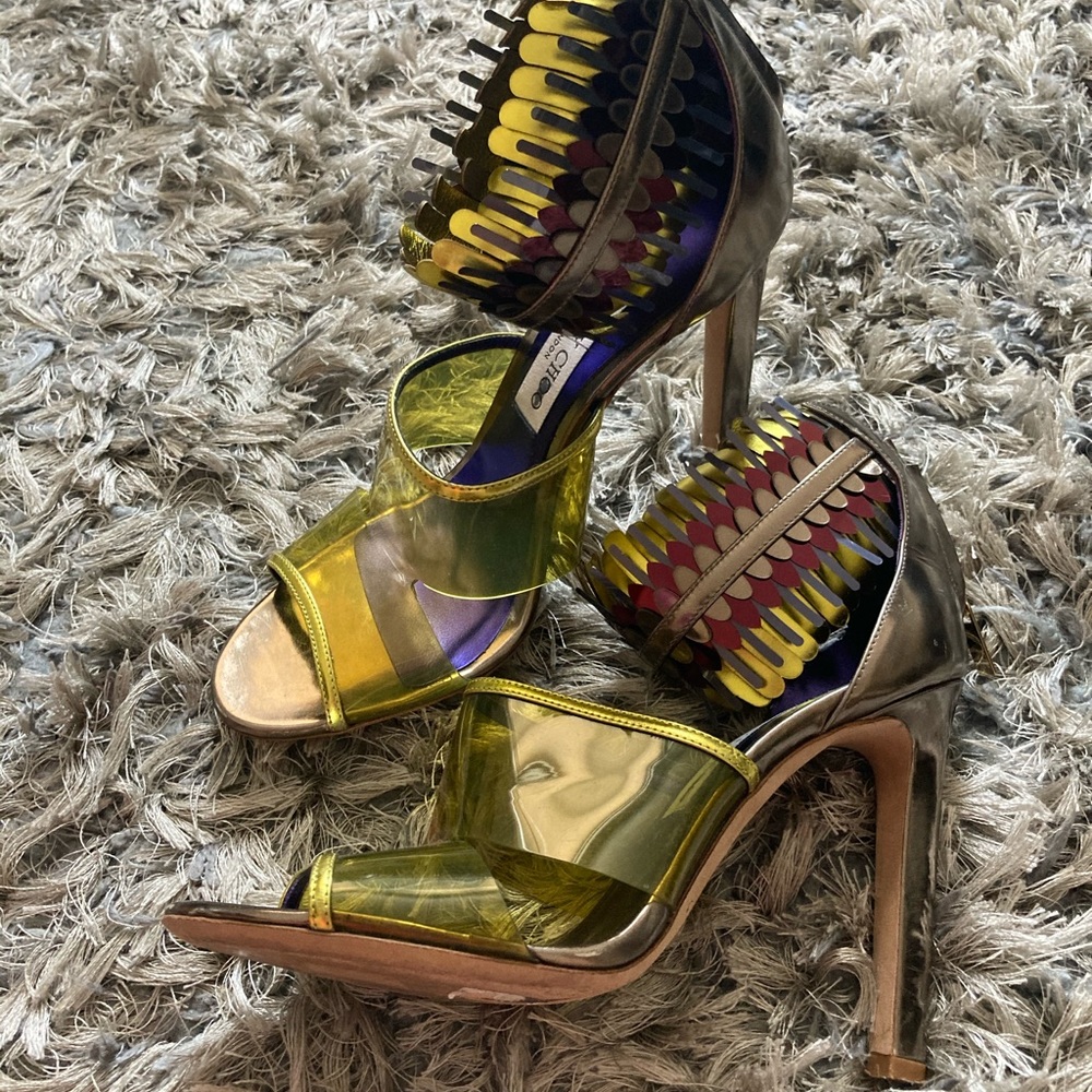 Jimmy Choo RARE metallic leather-trimmed - Picture 5 of 5